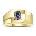 thumbnail image 1 of RYLOS Men's Rings 14K Yellow Gold Ring Classic Solitaire 7X5MM Oval Shape Gemstone Designer Band Alexandrite June Birthstone Rings For Men Size 11, 1 of 5
