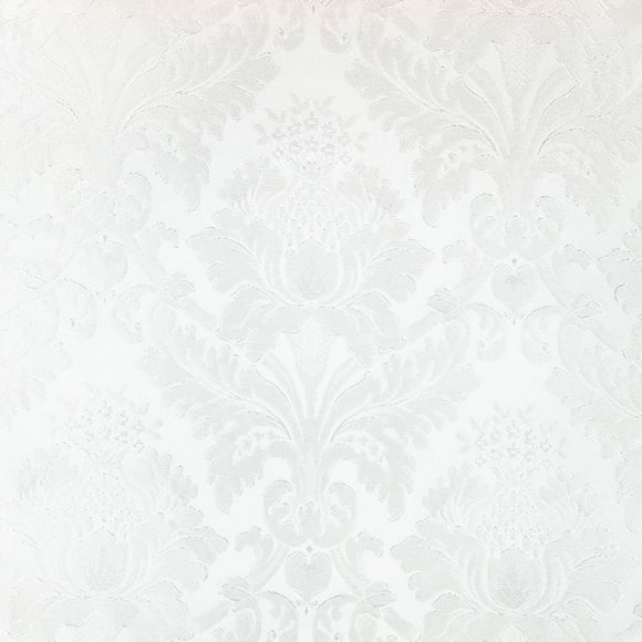 110" Wide White Damask Soft Sheen Jacquard Fabric