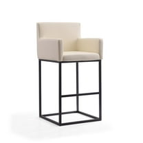 Manhattan Comfort Ambassador 30" Faux Leather Barstool in Cream