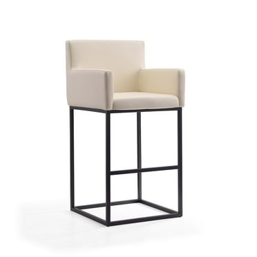 Manhattan Comfort Ambassador 30" Faux Leather Barstool in Cream