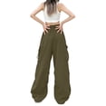 thumbnail image 3 of Cargo Pants Women Quick Dry Parachute Hiking Pants with Pockets Elastic Waist Lightweight Water Resistant Joggers Green S, 3 of 5