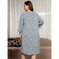 thumbnail image 7 of SHOWMALL Women's Plus Size Nightgowns 3/4 Sleeve Sleepwear Button Down Sleep Dress with Pockets XL-5XL, 7 of 7