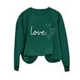 thumbnail image 4 of Sudadera Penkiiy Valentine para mujer: lindas camisetas del día de San Valentín Love Heart Graphic Print Suéter de manga larga Tops S Green, 4 of 5