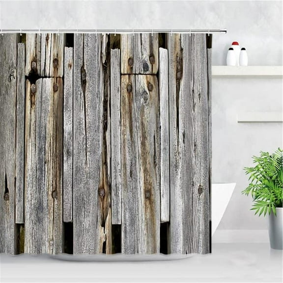 Retro Old Wooden Door Waterproof Fabric Shower Curtain Wood Board 3D Printing Modern Home Decor with Hooks Bathroom Curtains Waterproof Bathroom Decoration Home Decoration 71x71 Inch