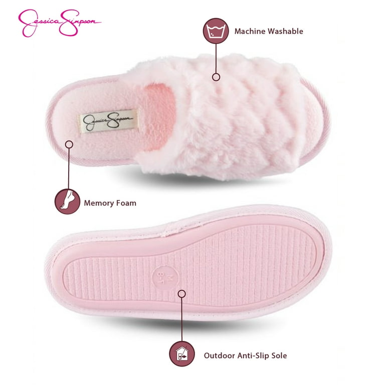 Jessica Simpson Women's Plush Faux Fur Fuzzy Slide On Open Toe Slipper With  Memory Foam - Green/large : Target