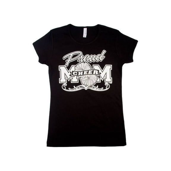Womens Proud Cheer Mom Short-Sleeve T-Shirt - Black - 2X-Large