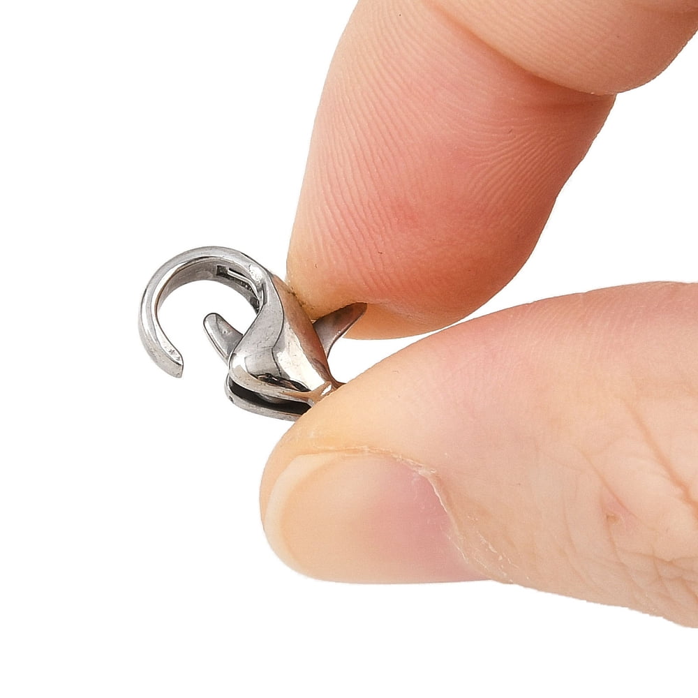 100pcs Resistant 304 Stainless Steel Lobster Claw Clasps Parrot Trigger Clasps Manual Polishing Stainless Steel color 16x10.5x4.7mm Hole: 2.2mm