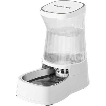 Gardner Pet Cat&Dog Waterer - Automatic Gravity Feeding - 1 Gallon - Stainless Steel Bowl - White