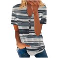 thumbnail image 2 of Hauts d'Été Grande Taille à Manches Courtes pour Femmes Mode Décontractée Confortable Col en V Zip Imprimé Blouse à Manches Courtes Col en V T-Shirt Femmes en Solde, 2 of 5