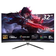 ETiansu 32-Inch Curved 4K Gaming Monitor, 160Hz VA Panel, 1ms, HDMI 2.1, AMD FreeSync & G-Sync Compatible, HDR400, Built-in Speakers, VESA