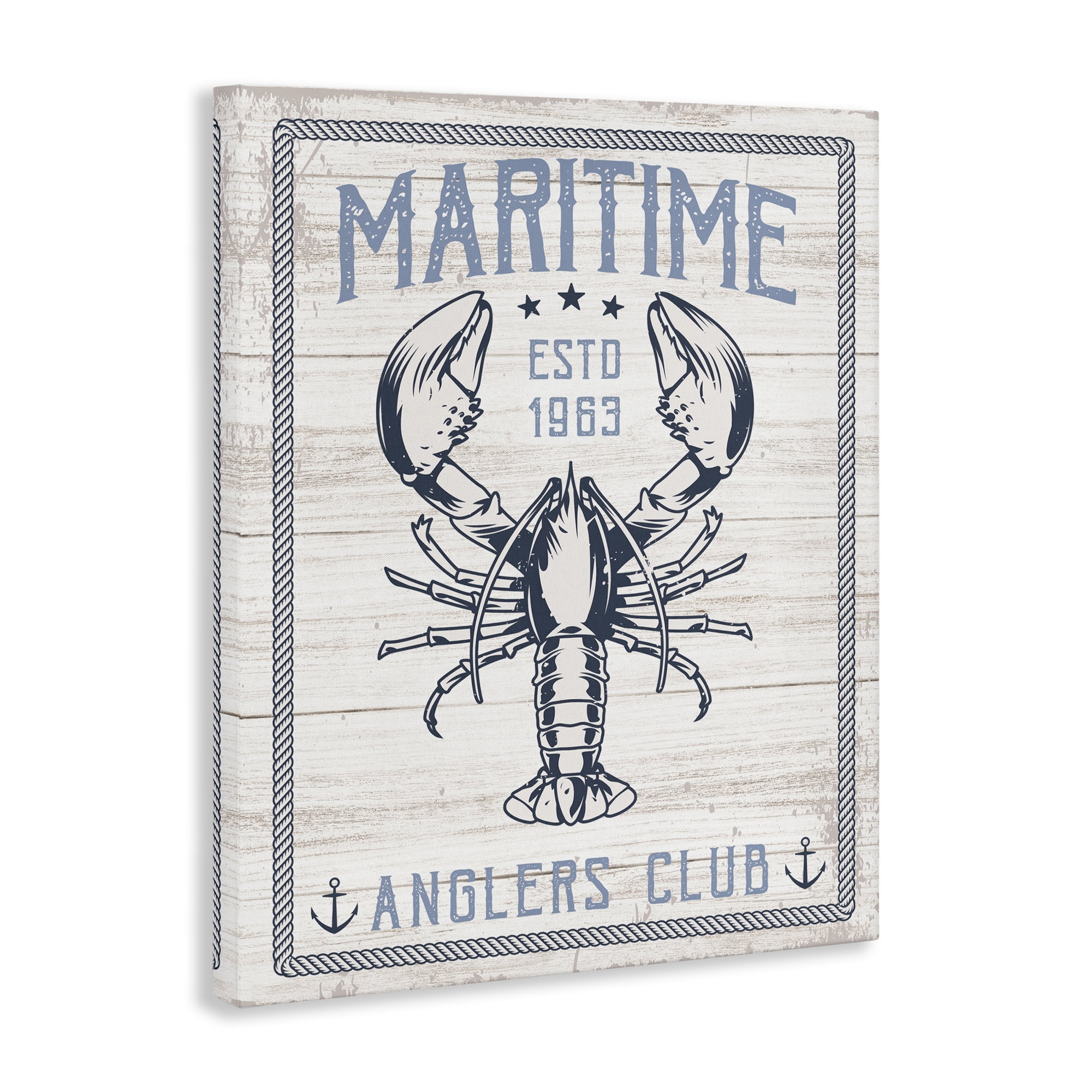 Stupell Industries Maritime Anglers Club Nautical & Beach Painting Wrapped Canvas Art Print Wall Art, 16 x 20