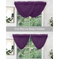 thumbnail image 5 of Waterfall Valances for Windows, Pure Dark Purple Kitchen Sheer Valance Curtains, Simple Solid Color Rod Pocket Elegant Swag Valances for Living Room Bedroom, 47.2"x38.5", 1 Panel, 5 of 8