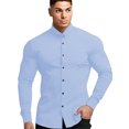 thumbnail image 2 of Mens Dress Shirts Slim Fit Long Sleeve Solid Button Down - Polyester Spandex Material, 4 Way Stretch, Wrinkle Resistant, 2 of 4