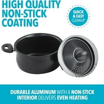 5.5-Quart Nonstick Aluminum Pasta Pot with Strainer Lid and Handles, PFOA-Free Nonstick Oval Cooking Pot and Lid