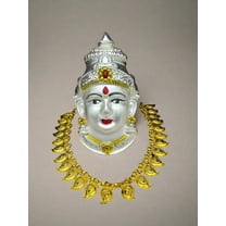 german silver lakshmi mukut face with golden kasu maalaa for housewarming pooja/ varalakshmi/ diwali
