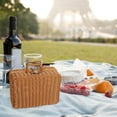thumbnail image 6 of Rural Faux Rattan Picnic Basket Decorative Box Woven Rattan Basket with Handle Rattan Storage Serving Basket for Camping Hiking Fruits Bread, 6 of 10