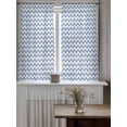 thumbnail image 4 of Boho Blue Curtains 54 Inch Length, Sheer Curtains for Bedroom Living Room Window White Chevron Stripes Abstract Geometric Rod Pocket Voile Drapes Kitchen Curtains Small Half Window 52"x54" 2 Panels, 4 of 6