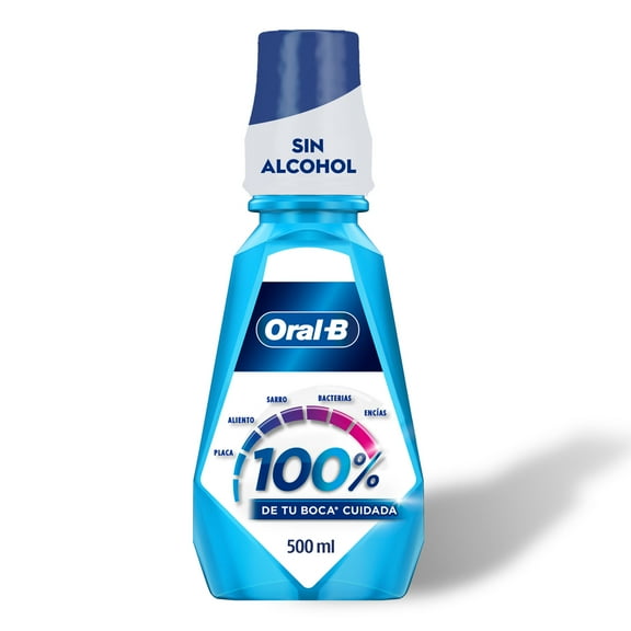 Enjuague Bucal Oral-B 100% de tu Boca* Cuidada, 1 Unidad de 500 ml