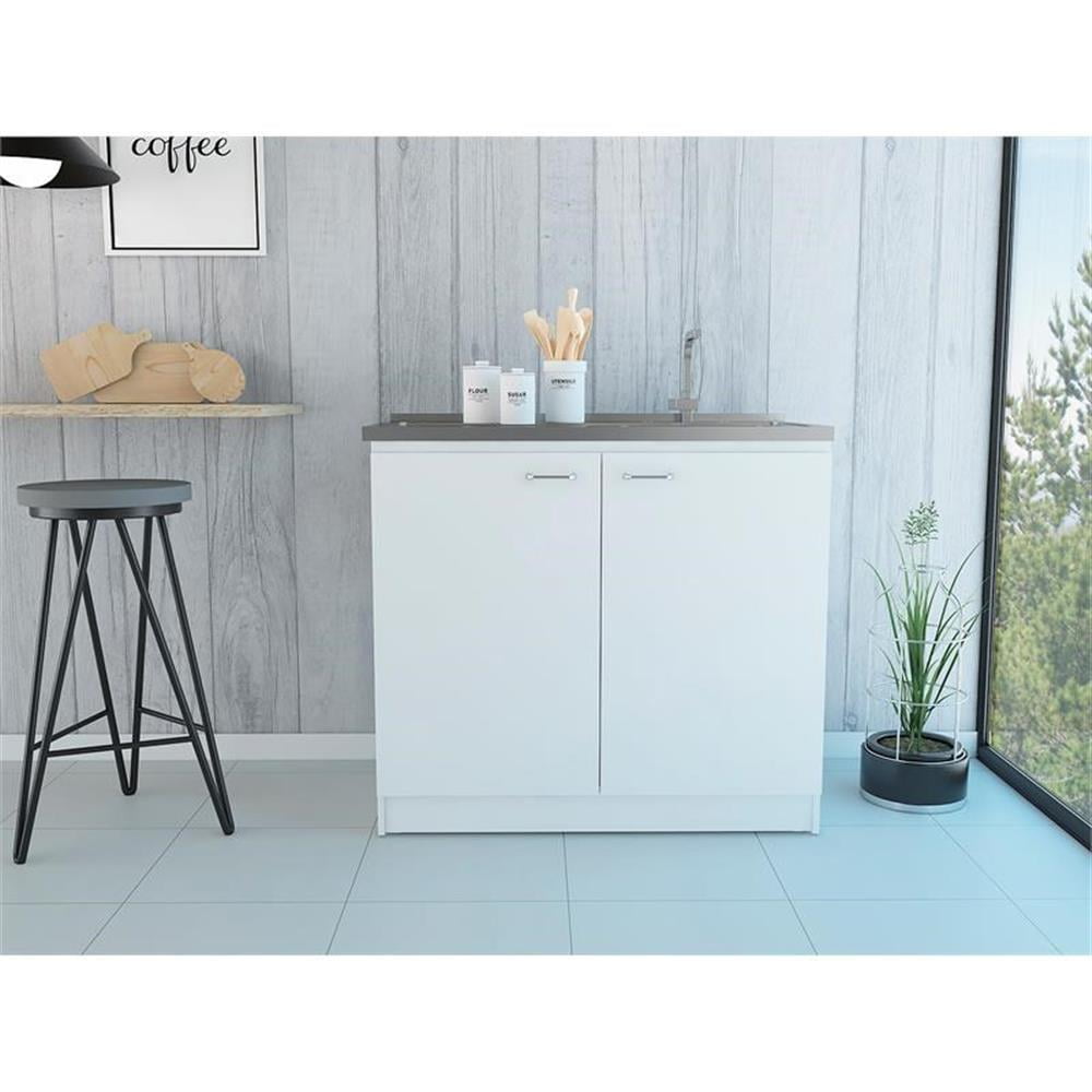 Home Square 2-Piece Set with Kitchen Island & Utility Sink with Cabinet