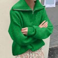 thumbnail image 6 of VISALY Half Zip Pullover Tunic Sweatshirt Turtleneck Sweater Oversize Zipper Knitted Pullover Long Sleeve Solid Color Loose Autumn Winter Office Sweater Soft Pullover Basic Tops Green One Size, 6 of 7