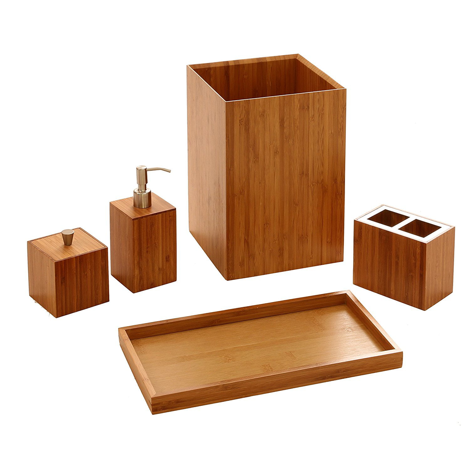 5-Piece Bamboo Bath and Vanity Luxury Bathroom Essentials ...