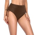 thumbnail image 2 of High Waisted Bikini Bottoms for Women Tummy Control Swimsuits Bottoms Full Coverage Bathing Suit Bottom Brown S, 2 of 4