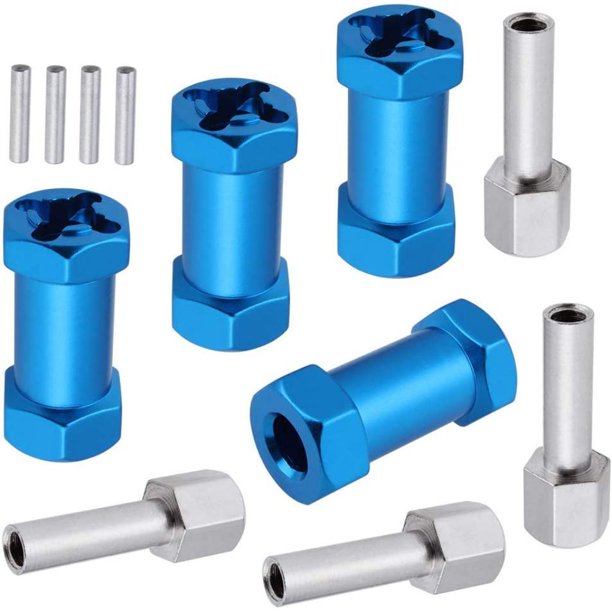 Tholdsy 4 piezas de aleación de aluminio 1/10 montaje hexagonal de rueda para Axial SCX10 RC pieza de coche RC accesorios de coche piezas de Kits de construcción modelo Azul