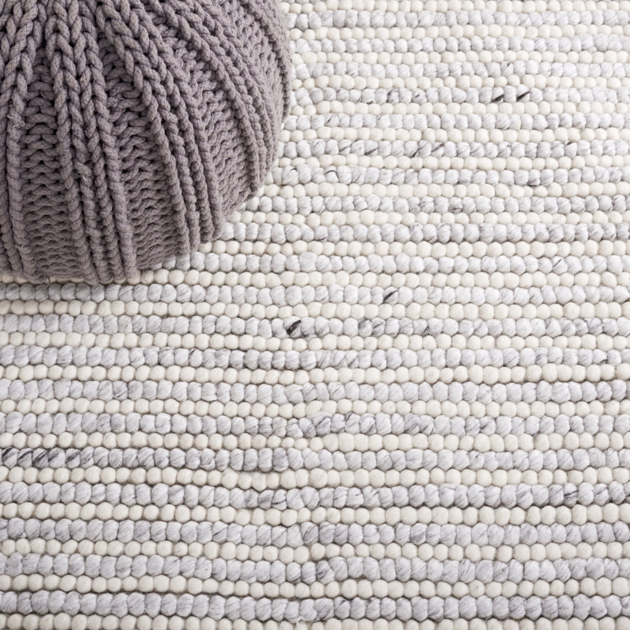 SAFAVIEH Martha Stewart Natura Striped Area Rug, Ivory/Light Grey, 5' x 8'