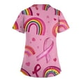 thumbnail image 3 of WTOBBY Women's Trendy Cross V-Neck Short Sleeve Overalls Featuring Double Layer Pockets Printed Scrub Top, Nursing Uniform Apparel for Professionals, Durable and Comfortable ,Hot Pink L, 3 of 4