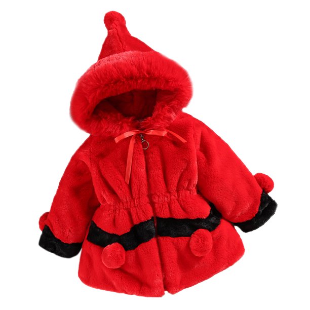Gibobby Chaqueta de invierno para niñosNiños pequeños bebés niñas invierno cálido grueso Patchwork pajarita manga larga polar con capucha ropa abrigo cha(Rojo, 1-2 Años)