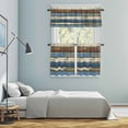 thumbnail image 6 of Retro Wood Striped Kitchen Curtains Valances and Tiers Set of 3 Blue Beige Wood Texture Modernism Tier Curtains and Valance with Rod Pocket for Small Windows, 27.5"x36", 6 of 9