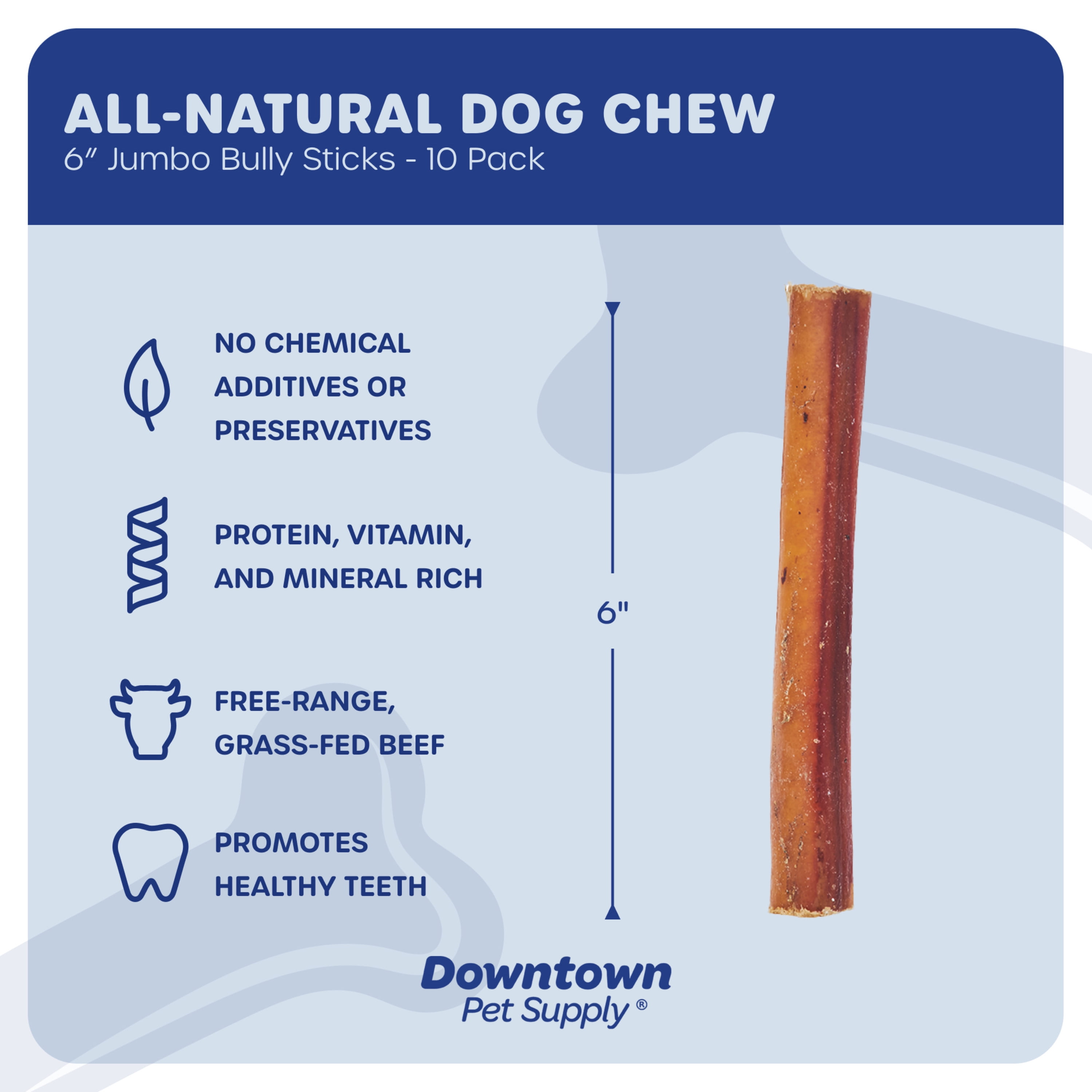 Downtown Pet Supply Bully Sticks For Dogs Thick Rawhide Free Dog Chews 10 Pack
