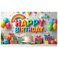 thumbnail image 4 of LUUFILx Colorful 3D Happy Birthday Banner Backdrop Party Decorations with Balloons Clouds and Rainbows, 4 of 7