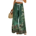 thumbnail image 2 of Dress Pants Women Petite High Waisted Wide Leg Summer Beach Vacation Pants Boho Lounge Casual Palazzo Trousers, 2 of 9