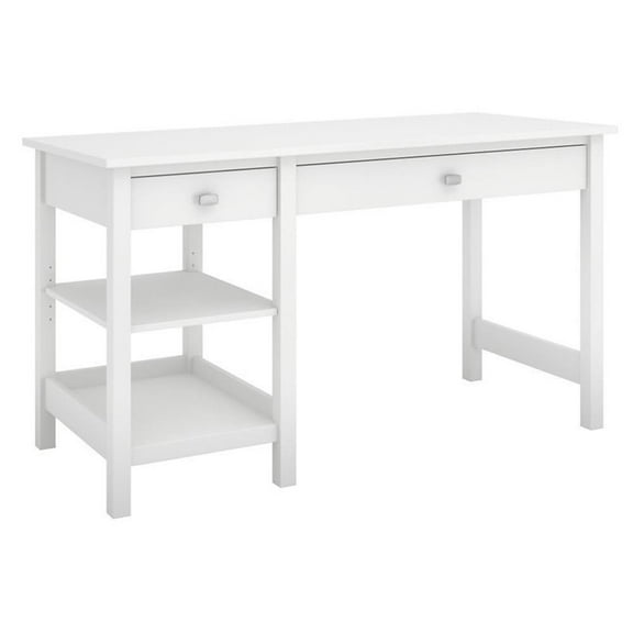 Atlin Designs Computer Desk with Shelves in Pure White
