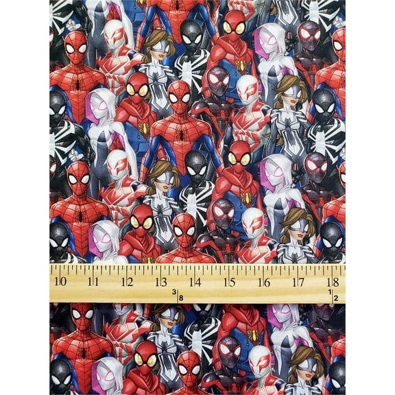 100% Cotton Fabric Marvel's Spiderman - Multi Version Characters Print/45" Wide