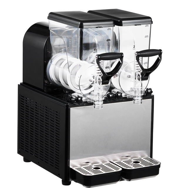 KFFKFF Machine à Slush, Machine Commerciale à Slush 6 L/1,6 Gal x 2 Réservoirs, Machine à Boissons Glacées avec Auto-Nettoyage