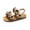 Beige, variant on Girls Open-Toe Sandals, Ruffled Suede-Like Straps Adjustable Hook-and-Loop Ankle Strap, Fashion Summer Sandals (Beige, 4.5-5 Years)