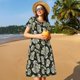 thumbnail image 4 of Easygdp Skull with Dollar para Vestido Transpirable de Mujer, Vestido Suelto de Manga Corta con Pliegues y Bolsillos para el Verano, 4 of 6