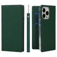thumbnail image 1 of SaniMore Wallet Case for iPhone 14 Pro 6.1" 2022, Wrist Strap Flip Kickstand Card Slots Genuine PU Leather Shockproof TPU Shell Anti-fall Full-body Protective Cover For iPhone 14 Pro, Green, 1 of 9
