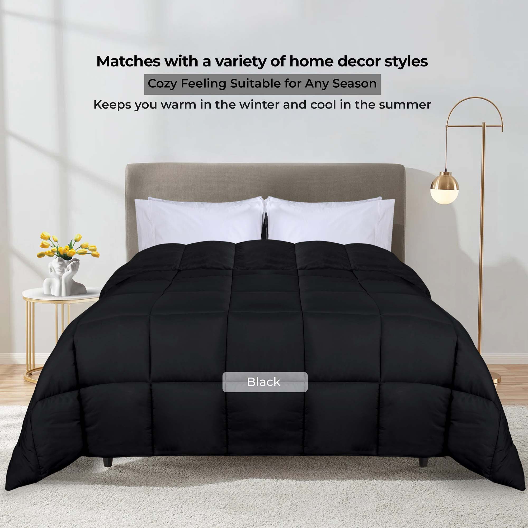Superior Reversible Down Alternative Comforter, Twin/Twin XL, Black