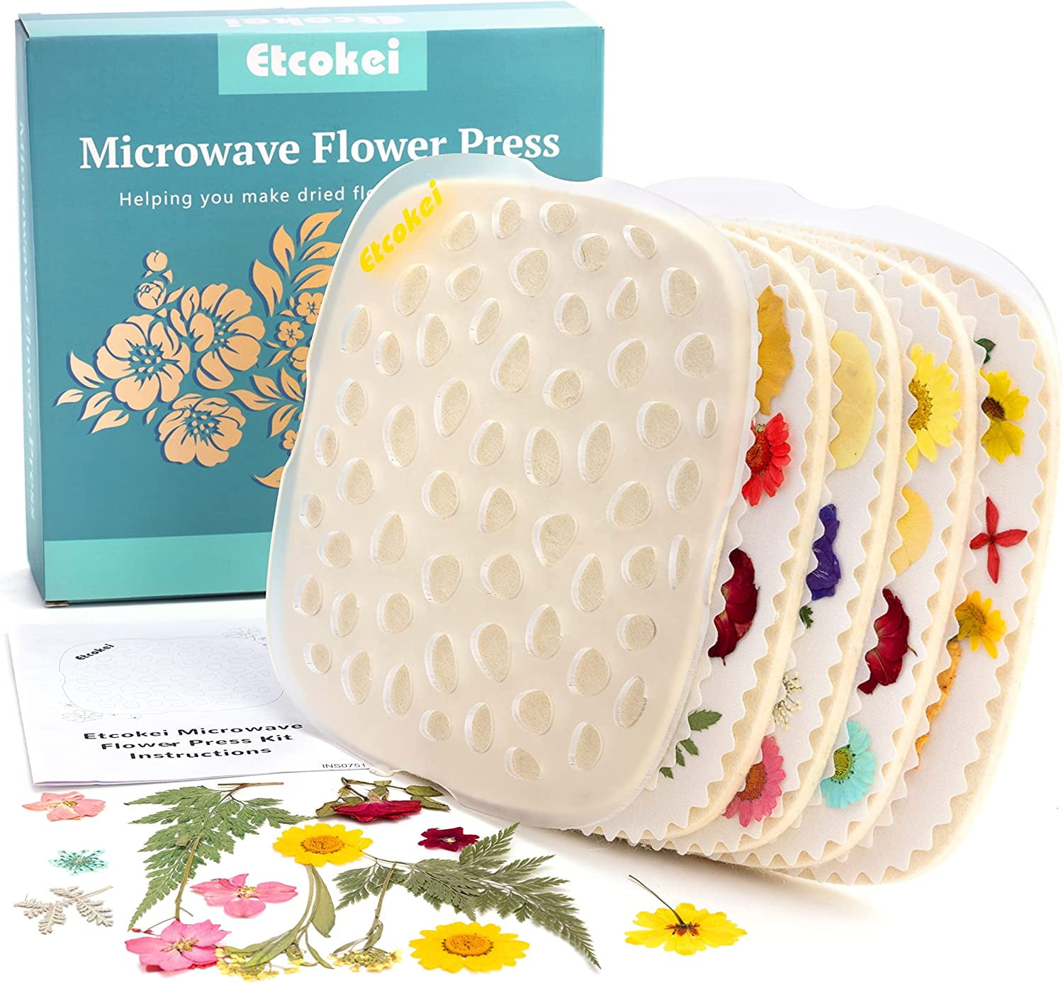 Quickly Microwave Flower Press Kit, 4 Layers 7.5" Flower Pressing Kit