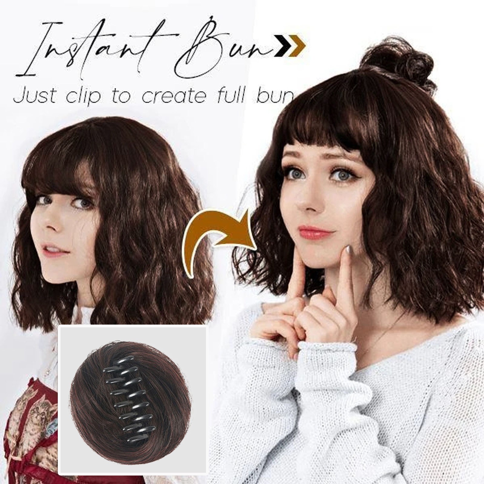 Sujito Clearance Hair Extensions & Accessories Messy Bun Easy Clip Wig