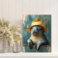 thumbnail image 2 of Qisvanset 12x16 Inch With Frame 2D Flat Wall Art Whimsical Manatee Funny Quirky Nursery Home Wall Decor, 2 of 8