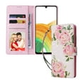 thumbnail image 2 of Allytech Samsung Galaxy A04e Wallet Case, Stylish Flowers Pattern PU Leather Cover with Wrist Strap & Card Slots, Kickstand Magnetic Closure Shockproof Case for Women Girls, Rose Flower, 2 of 6