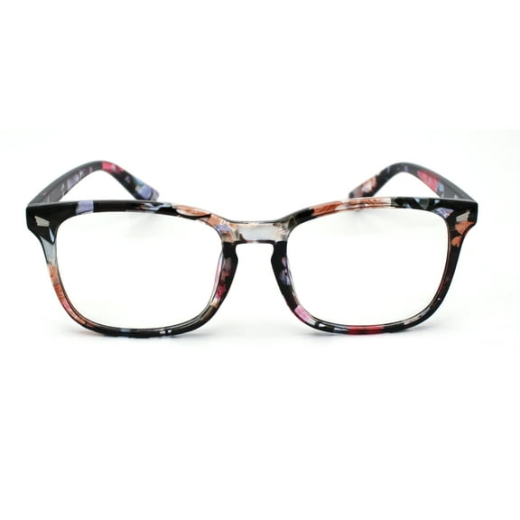 Thin Plastic Horn Rim UV Blue Light Computer Eye Protection Glasses Floral