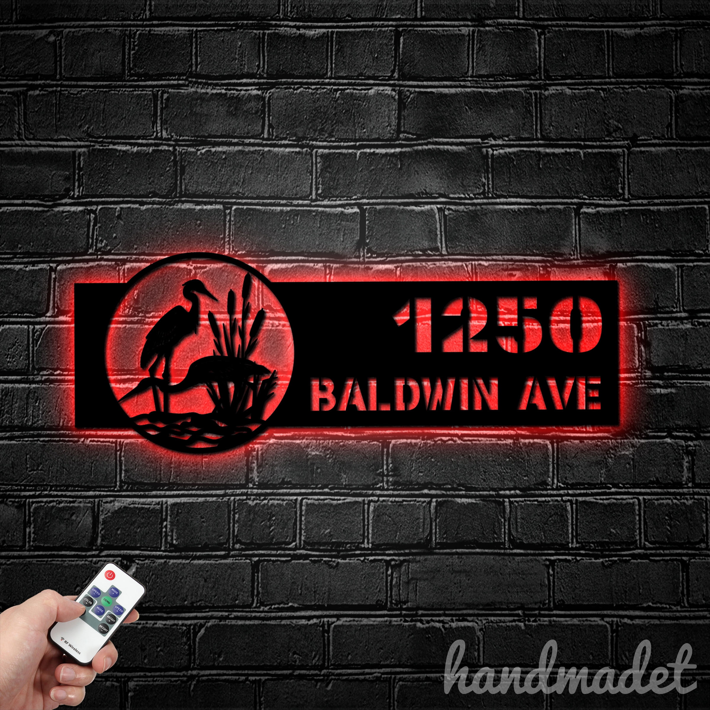 Handmadetneonsign River Scene Stork House Number, Stork Home Address Metal, House Address Sign 64651