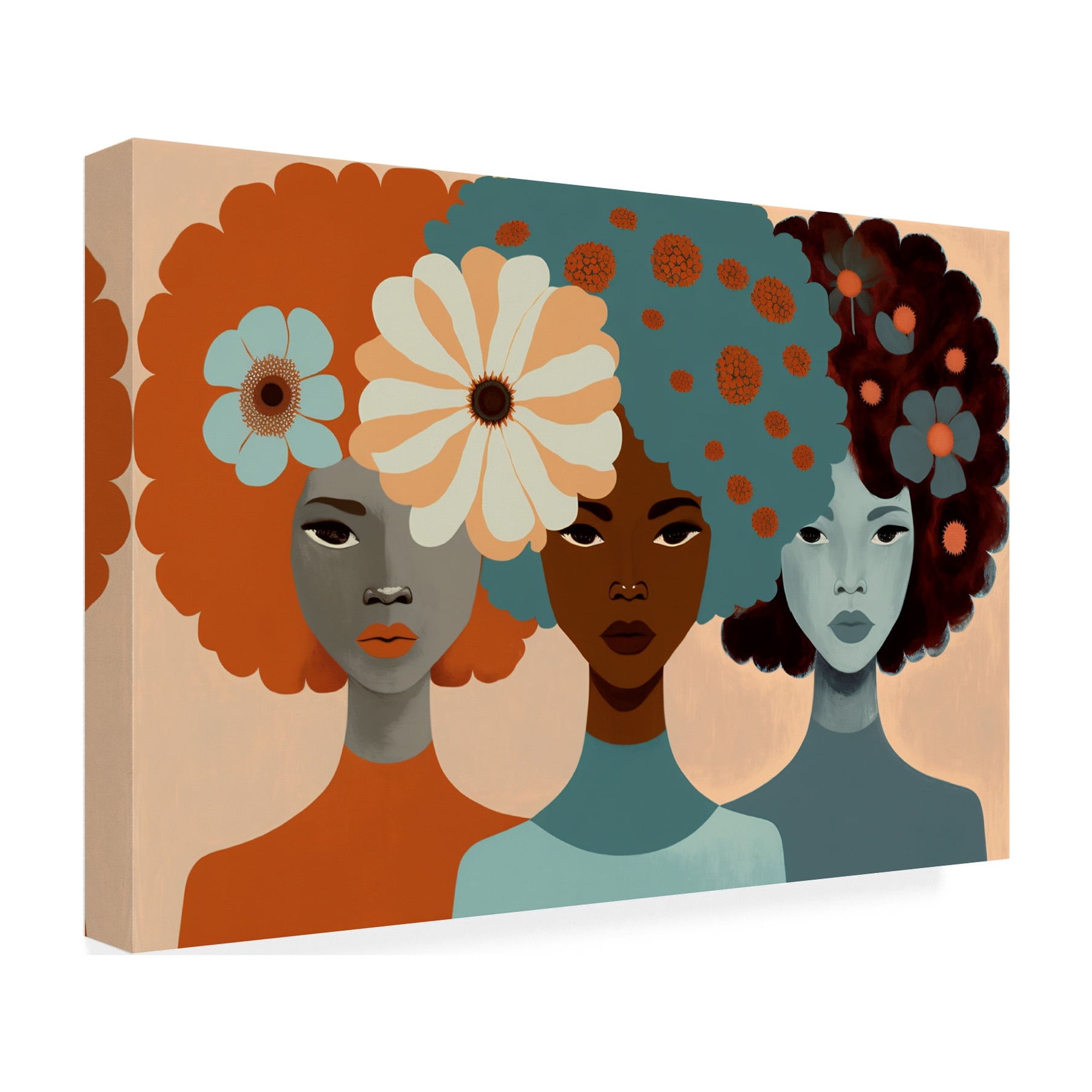 Canvas Wall Art - Ray Heere 'Mid Century Diversity Portraits 3' Wall Art for Living Room, Bedroom, or Office Décor by Trademark Fine Art - 24 x 16 Inches