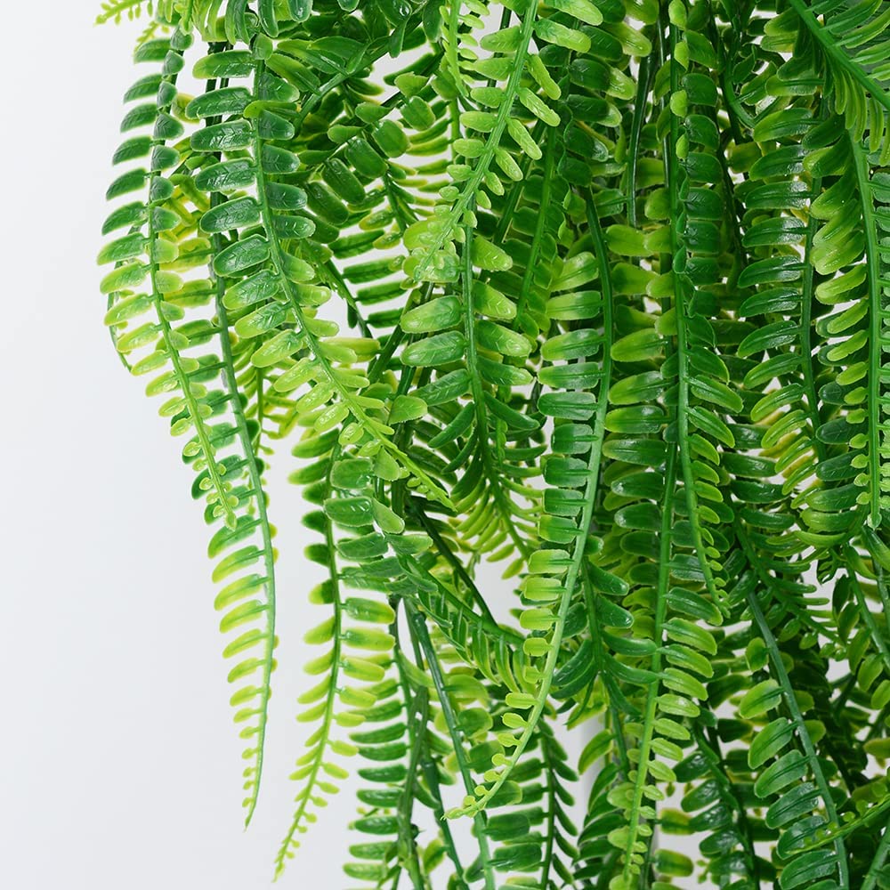 MAMOWEAR Boston Ferns Artificial Persian Rattan Fake Hanging Plant Faux Greenery Vine Outdoor UV Resistant Plastic Plants for Wall, Wedding Party Decor-4 pcs
