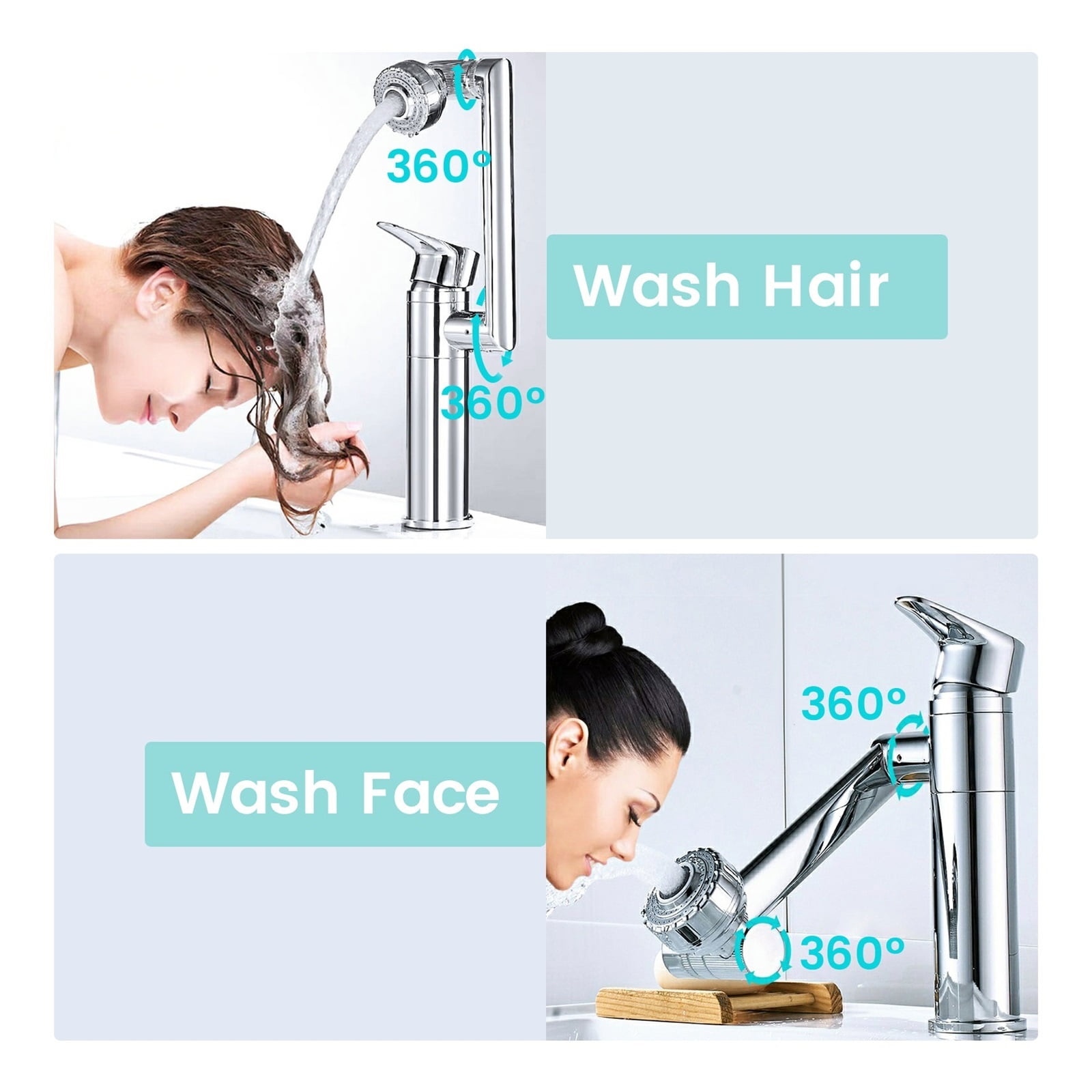 1080 Degree Basin Faucet Kitchen Sink Faucet Bathroom Faucet Mixer Aerator 2 In 1 Black Tap Heated Faucet Mixer Tapware Used In Kitchen Sink Faucets ,Water Saving